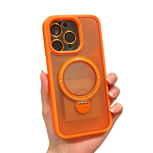 360 rotating invisible bracket lens protection magnetic phone case for ip 13-15 series