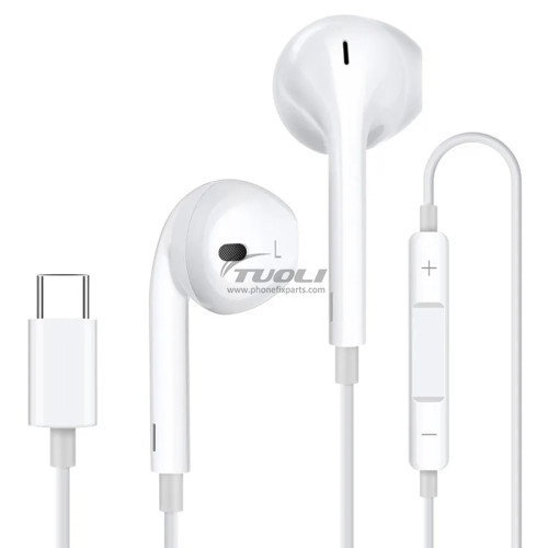 USB C Wired Type-C Earbuds Headphones for lPhone 15 Pro Max 15 Plusin Ear Earphones with Mic Bass stereo Headset Not Bluetooth without Package