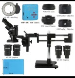 48MP HDMI-Compatible USB Microscopio Camera 3.5X-90X Simul-Focal Trinocular Stereo Microscope Soldering PCB Repair Kit