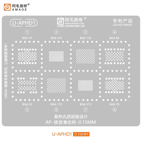 Amaoe U-APHD hardisk stencil for BGA 315/ bga 110/ bga70 / bga 60