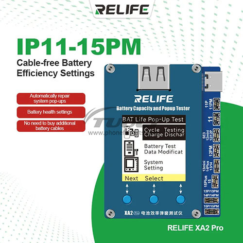 RELIFE XA2 Pro IP11-15PM Cable-free Battery Efficiency Settings Automatically Repair System Pop-ups Battery Health Settings