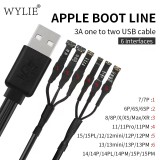 WYLIE 3A USB Power Boot Cable For Iphone 6 6S 7 8 Plus X XR XS 11 12 13 14 15 Pro Max Mobile Phone Repair Special Power-On Line