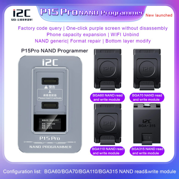 i2C P14 Pro / P15Pro BGA315 BGA110 BGA70 BGA60 Nand Programmer For iPhone 6S-15Pro Max
