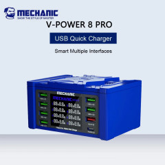 MECHANIC V-POWER 8 PRO USB Smart Fast Charge LCD Digital Display 8 Port USB Charging Dock Support 110W Wireless Charger