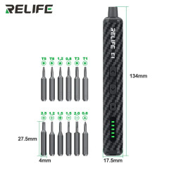 RELIFE E1 Carbon Fiber Electric Screwdriver Set 12 S2 Steel Bits 5-speed Speed Adjustment Repair Tools