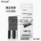 WYLIE WL-009 100Pcs Black Single Edge Blade Durable Sharp Razor For Phone Middle Frame Cover Rear Glass Scraping Pry Repair Tool
