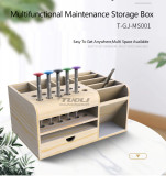 Wooden Multifunction Parts Storage Rack Screwdriver Holder Tweezers Screw Solder Wire Storage Box for Mobile Phone Repair Tool