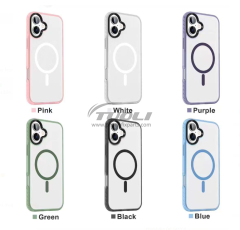Hardware lens frame + hardware independent button magnetic mobile phone case for ip15-16 series