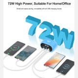 RELIFE RL-309U 72W Smart 6-port Charger Dual PD/Dual QC for most mainstream brand mobile phones/tablets/laptops and other device