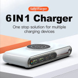 6 in 1 Multifunctional wireless Charging station PD QC Intelligent Desktop Fast Charging Platform for Phone Camera Watch Charger