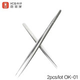 2pcs/lot YCS OK-01 Anti-static Precision Tweezers Set High Hardness Pointed Curved Stainless Steel ESD Electronics Repair Tools