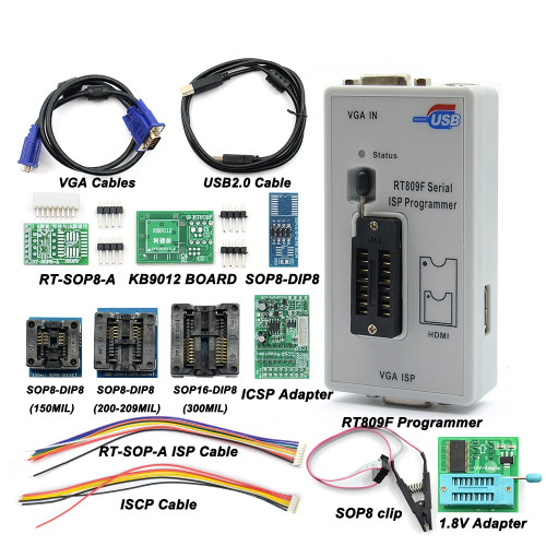 100% Original RT809F Serial ISP Programmer with Full adapters +EDID cable +ICSP bios Universal Programmer