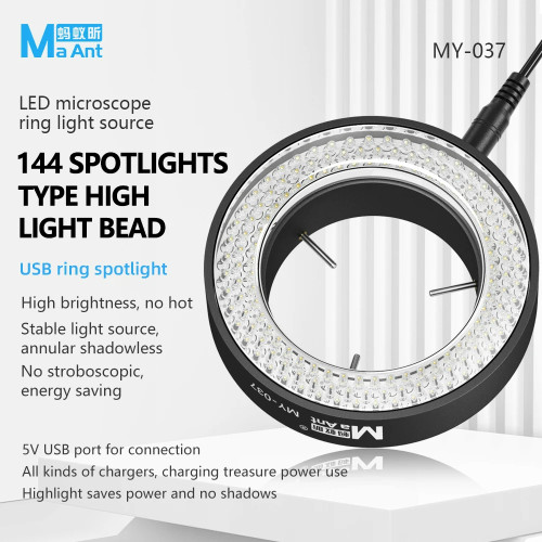 MaAnt MY-037 144 Spotlighting Beads LED Microscope Ring Light Source Energy Saving Mobile Phone Motherboard PCB Chip IC Repair