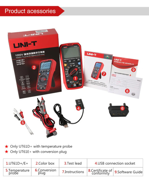 UT61E+ Multimeter Digital Tester AC DC 1000V Ammeter Voltmeter True RMS Electric Multitester
