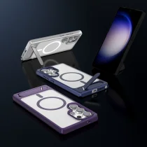Samsung s25ultra magnetic mobile phone case magsafe tilt bracket s25 metal paint frosted mobile phone case