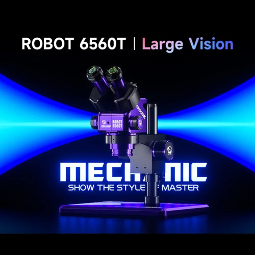 MECHANIC ROBOT 6560T-B11 Trinocular Stereo Industrial Microscope 6.5-60X Continuous Zoom WF10X25 for Phones PCB repair tools set