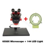 YCS 6558 6558x 6575x  Ultra HD Trinocular Microscope with Extra Large Base 6.5-58 Zoom for Mobile Phone PCB Welding Microscope Tool