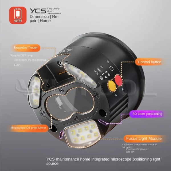 YCS 6558 Series Integrated Microscope Light Source with UV Thermal Imaging Expandable Adjustable Brightness for Phone Repair
