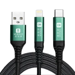 YCS IP15-16 Recovery mode dual head data cable with flashing charging cable