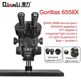 Qianli 6558 Gorilla Industrial Trinocular Microscope 6.5X-58X Zoom Electron Microscope For Mobile Phones PCB Repair tools Set