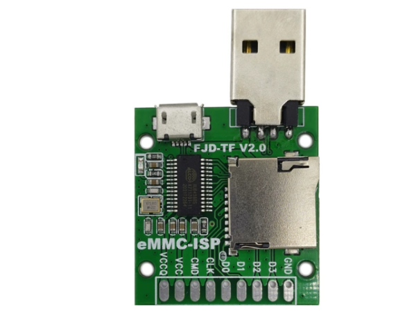 USB plug/MICRO female connector connects to mobile phone data cable and directly plugs into computer to facilitate eMMC reading data and flashing