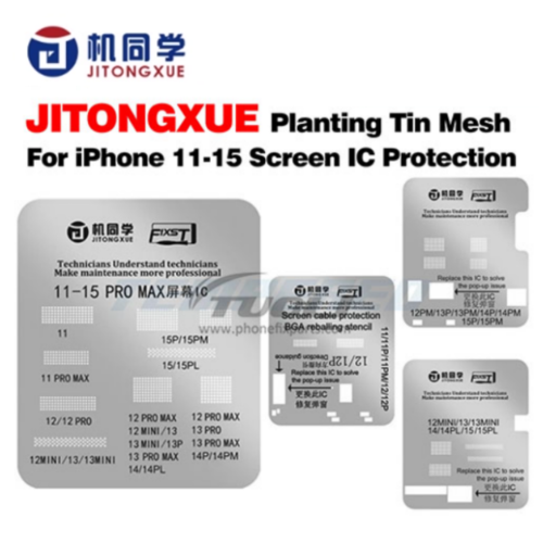 JITONGXUE Screen IC Cable Protection Planting Tin Mesh for IPHONE 11-15 Pro Max Repair POP UP Tin Planting Repair Template Tools