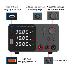 TPS3010 30V 10A Power Supply Programmable DC Power Supply (Black) for Laptop Phone Repair