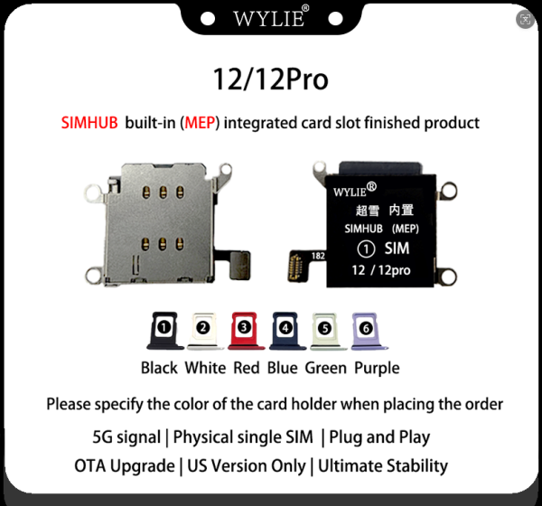 Wylie IP12 to 16 Built-In R-SIM DB Double SIM MEP SED iC Flex Cable SIM Card Management Accessory for iPhone