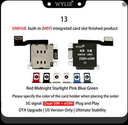 Wylie IP12 to 17 Promax Built-In R-SIM DB Double SIM MEP SED iC Flex Cable SIM Card Management Accessory for iPhone