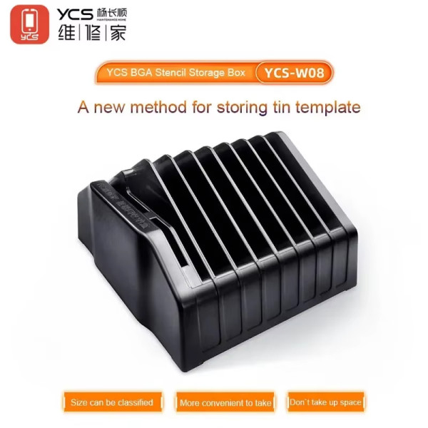 YCS-W08 Tin Mesh Stencil Storage Box IC Chip Rework Convenient and Fast Access  Plastic Storage Box