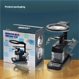 TE-803 LED Magnifying Glass Soldering Iron Stand 3rd Helping Hand Clip Clamp Welding Rework Repair Holder Magnifier Fixture