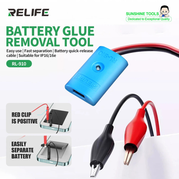 RELIFE RL-910 Battery Quick Disassembly Glue Line TYPE-C Interface for IPhone 16/16e Repair Battery Deglue Separation Line Tool