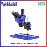 MECHANIC D80T-B5 Trinocular Stereo Industrial Microscope 8-80X Continuous Zoom Ratio PL10x27 Eyepiece 0.5X CTV Camera Adapter