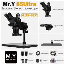 YCS 85 Ultra Microscope 6.3-68X Continuous Zoom for Mobile Repair Motherboard PCB Electronic Component Repair Inspection Too