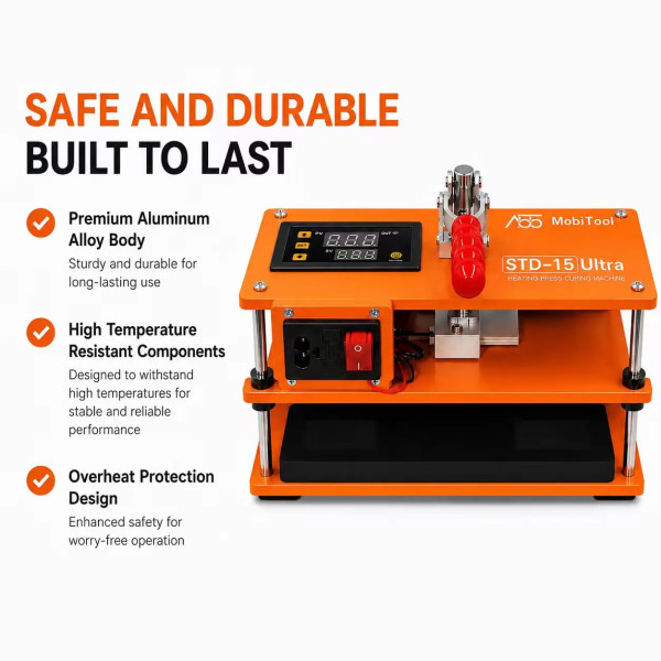 STD-15 Ultra Heating Press Curing Machine,Overheat Protection Uniform Pressure & Precise Temp Control for Mobile Phone Repair