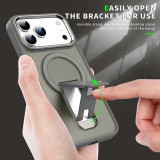 Matte Stand Magnetic Phone Case for iPhone 16E 11 12 13 16 17 Pro Max Air 14 15 Plus Magsafe Fold Bracket Wireless Charge Cover