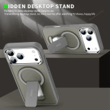 Matte Stand Magnetic Phone Case for iPhone 16E 11 12 13 16 17 Pro Max Air 14 15 Plus Magsafe Fold Bracket Wireless Charge Cover