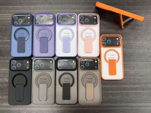 Matte Stand Magnetic Phone Case for iPhone 16E 11 12 13 16 17 Pro Max Air 14 15 Plus Magsafe Fold Bracket Wireless Charge Cover