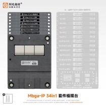 AMAOE MBGA-IP 34 IN 1 BGA Reballing StencilTin Planting Platform For iPhone X 11 12 13 14 15 16 17 CPU NAND Wifi Baseband Repair
