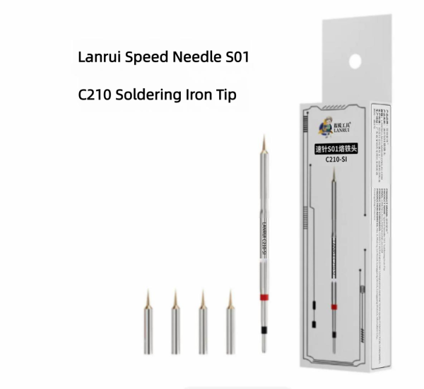 LANRUI Speed Needle S01 Soldering Iron Tip, C210 Ultra-Fine Pure Copper Tip for Jumper Wire, Motherboard Fly Wire and Solder Joint Repair