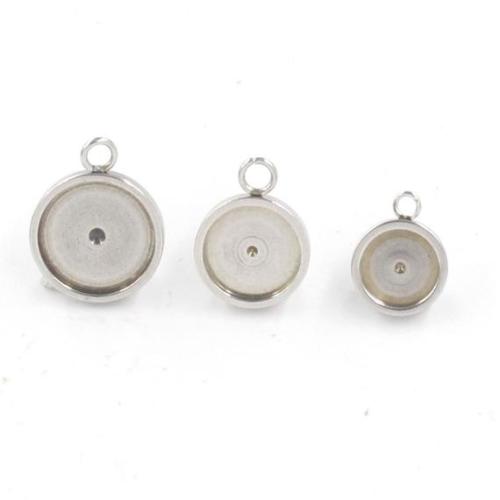 50pcs 6mm 8mm 10mm 12mm   18K gold vacuum plating Stainless steel Settings Base, Bezel Blank Base Setting, Round Cabochon Pendant Base