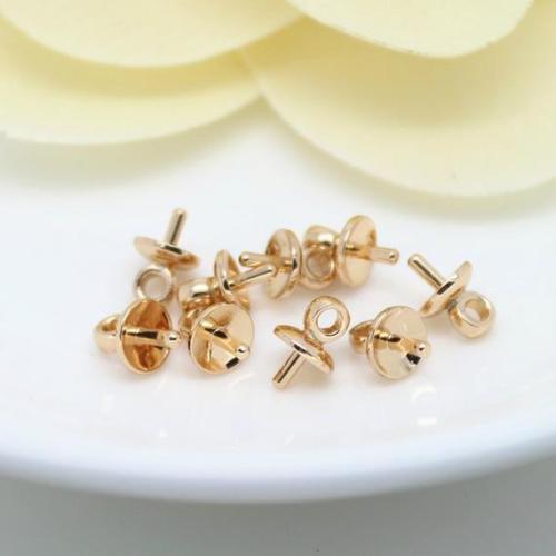 3mm 5mm 24K Gold Color Plated  Brass Bead Cap with Peg, for Half Drilled Beads, Hypoallergenic, Jewelry Findings (#10001119)