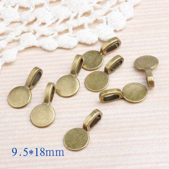 WHOLESALE Bails-100/200/500pcs  Small Glue On Jewellery Bails Silver Plated Stick On Pendant Pad Settings, Jewellery Making Bails Findings