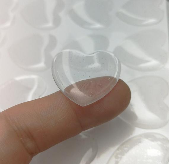 ON SALE-20 or 50pcs 1 inch (2.54cm) High Quality Heart Glitter Stickers Epoxy Adhesive Seal for Bottle Cap and Pendants