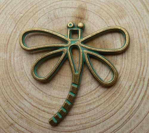Dragonfly  pendant , Nature Necklace,Verdigris Patina Brass Dragonfly pendant,50pcs/100pcs/200pcs