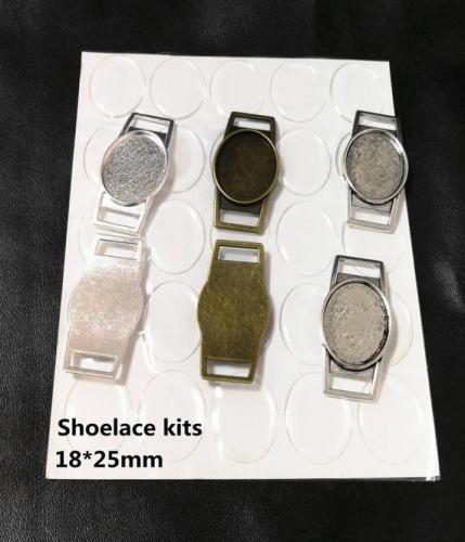18 x 25mm Shoelace Charm Kits Oval Shoe Lace Charms with Epoxy Domes,bracelets blanks- 10 set,20 set,100 set