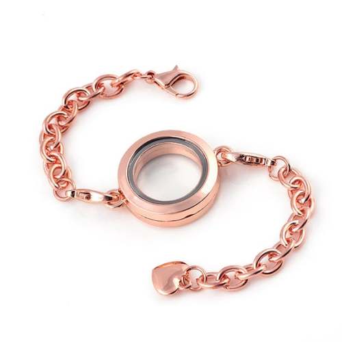  Round Floating Locket Bracelet / Round memory Locket Bracelet Wholesale (#50100320)