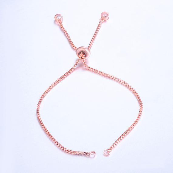 adjustable bracelet chains with Silver ball  rhinestones ends Adjustable box chains for jewelry making Pull bracelet chains