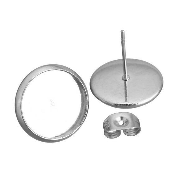 36L Stainless Steel Earring Stud Component 6 8 10 12mm Fashion Jewelry Wholesale Original Color For Women Jewelry Making