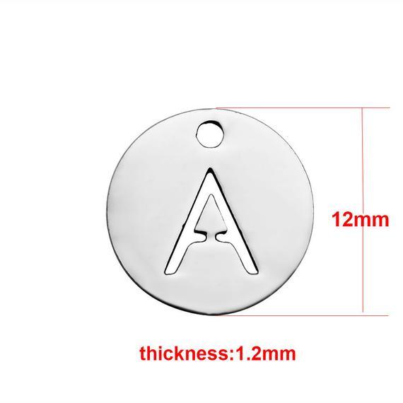 Titanium Steel Hollow Letter , Round Letters Charm, Capital Letters charm Stainless Steel Letter charm, Hollow Letter Pendant